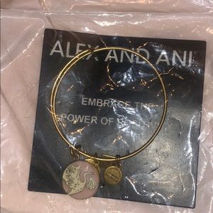 Pink Stork Alex and Ani gold bangle (Retired)